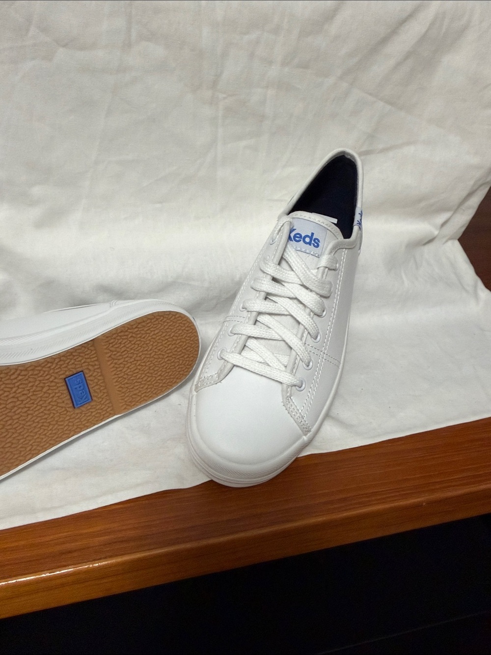 Keds White Sneakers with Navy Accents - Picture 4 of 5